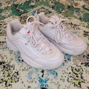 Fila Light Baby Pink Chunky Athletic Disrupter 2 Premium, Size Womens 7.5